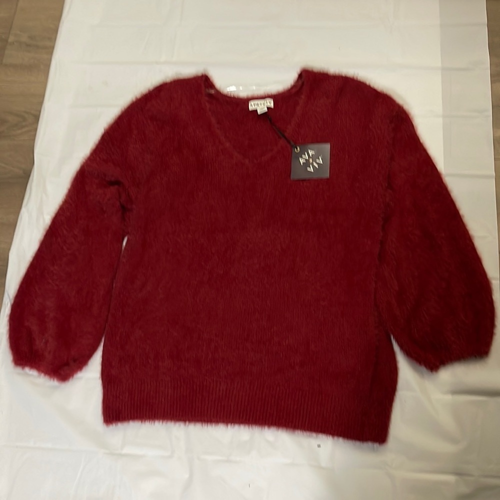 Ava & Viv women’s cranberry colored sweater size 1XL furry and comfortable - Picture 1 of 8